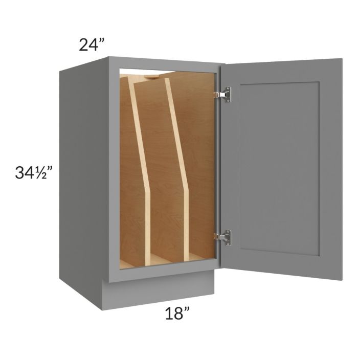 Graphite Grey Shaker 18" Full Height Door Tray Divider Base Cabinet