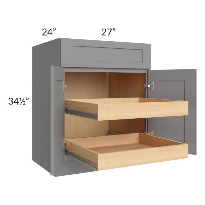 Graphite Grey Shaker 27" Base Cabinet with 2 Rollout Trays
