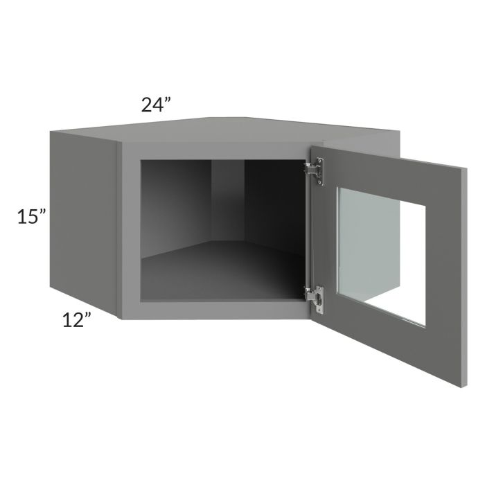 Graphite Grey Shaker 24x15 Decorative Wall Diagonal Corner Cabinet