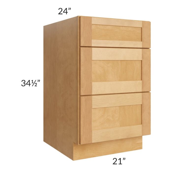 Madison Honey Shaker 21" 3-Drawer Base Cabinet