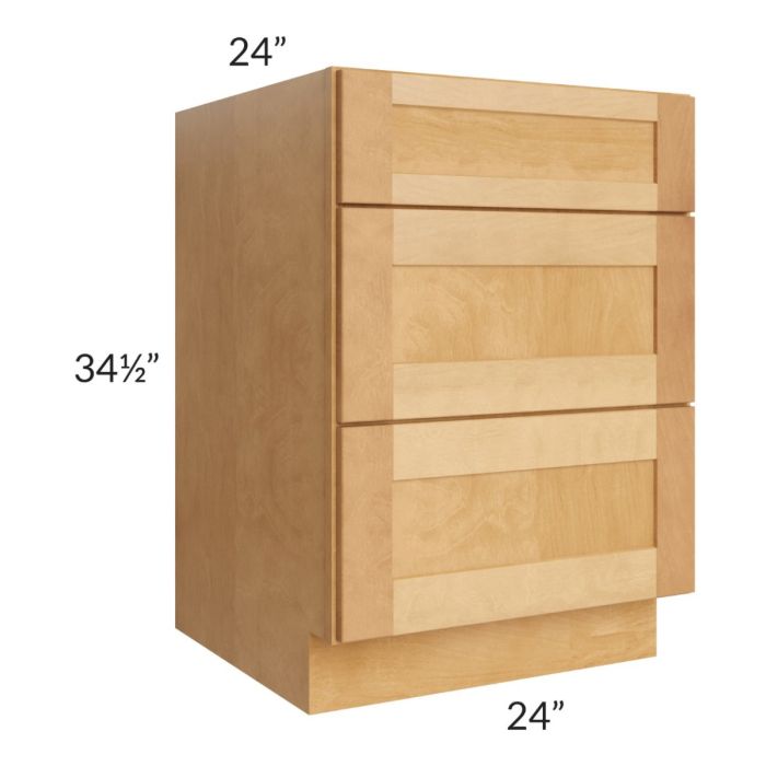 Madison Honey Shaker 24" 3-Drawer Base Cabinet