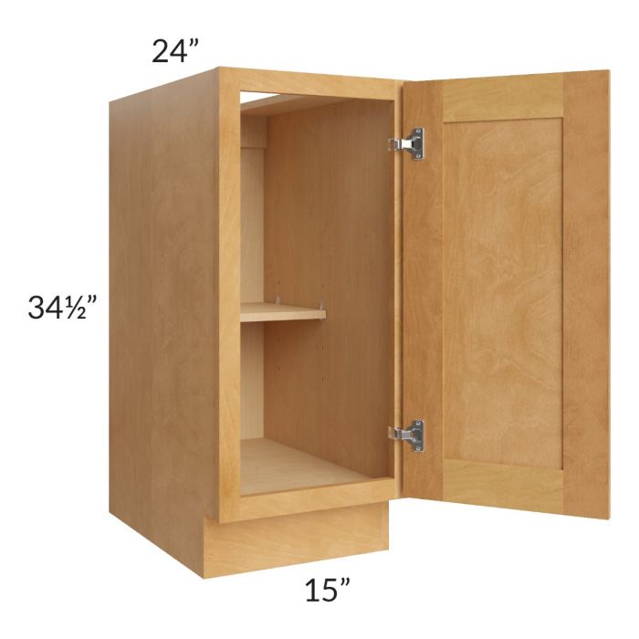 Madison Honey Shaker 15" Full Height Door Base Cabinet