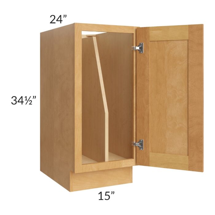 Madison Honey Shaker 15" Full Height Door Tray Divider Base Cabinet