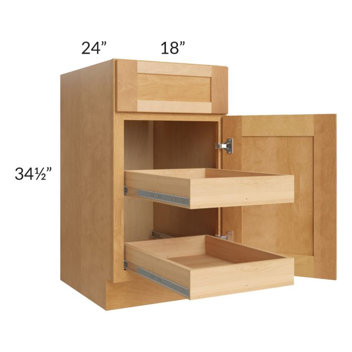 Madison Honey Shaker 18" Base Cabinet with 2 Rollout Trays