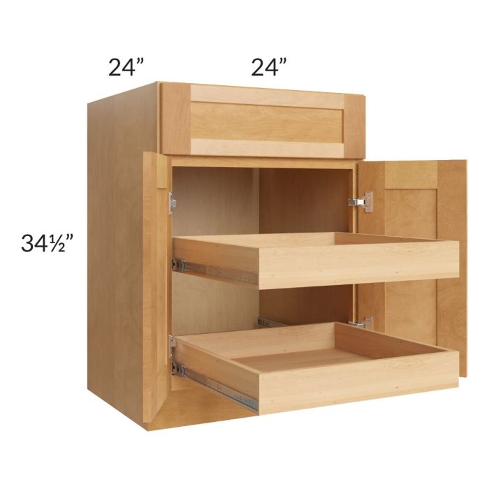 Madison Honey Shaker 24" Base Cabinet with 2 Rollout Trays