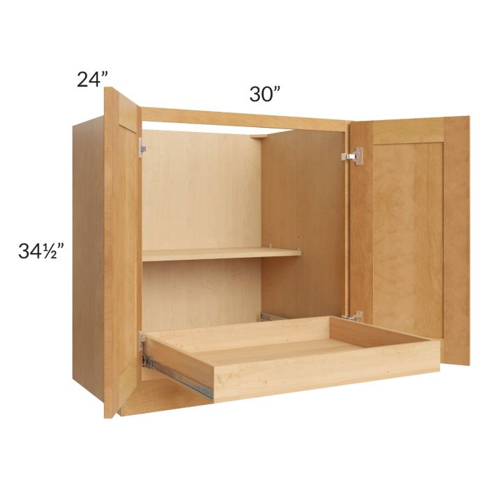 Madison Honey Shaker 30" Full Height Base Cabinet with 1 Rollout Tray 