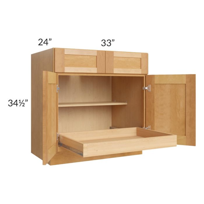 Madison Honey Shaker 33" Base Cabinet with 1 Rollout Tray