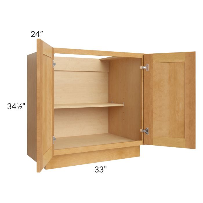 Madison Honey Shaker 33" Full Height Door Base Cabinet