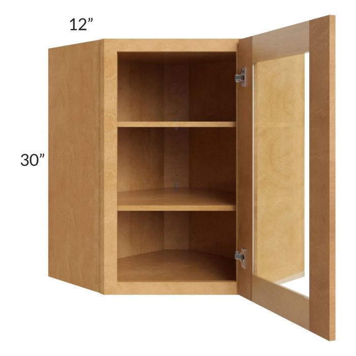 Madison Honey Shaker 24x30 Wall Diagonal Corner Cabinet (Prepped for Glass Doors)