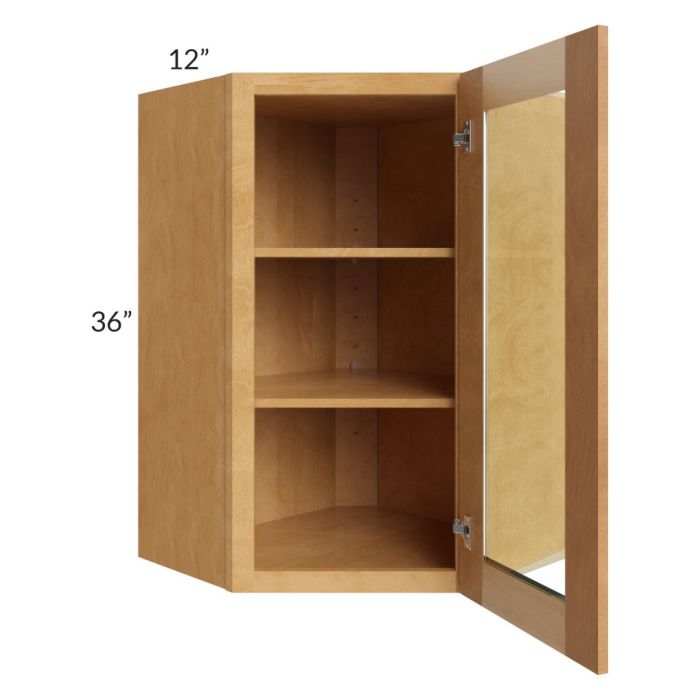 Madison Honey Shaker 24x36 Wall Diagonal Corner Cabinet (Prepped for Glass Doors)