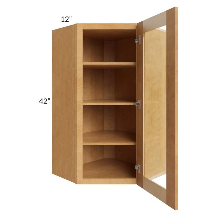 Madison Honey Shaker 24x42 Wall Diagonal Corner Cabinet (Prepped for Glass Doors)