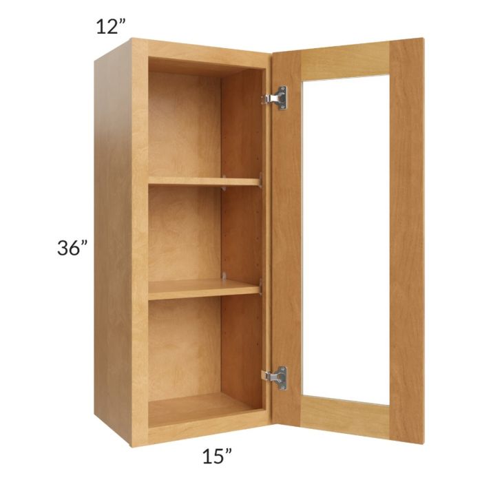 Madison Honey Shaker 15x36 Wall Glass Door Cabinet (Prepped for Glass Doors)