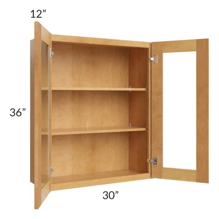 Madison Honey Shaker 30x36 Wall Glass Door Cabinet (Prepped for Glass Doors)