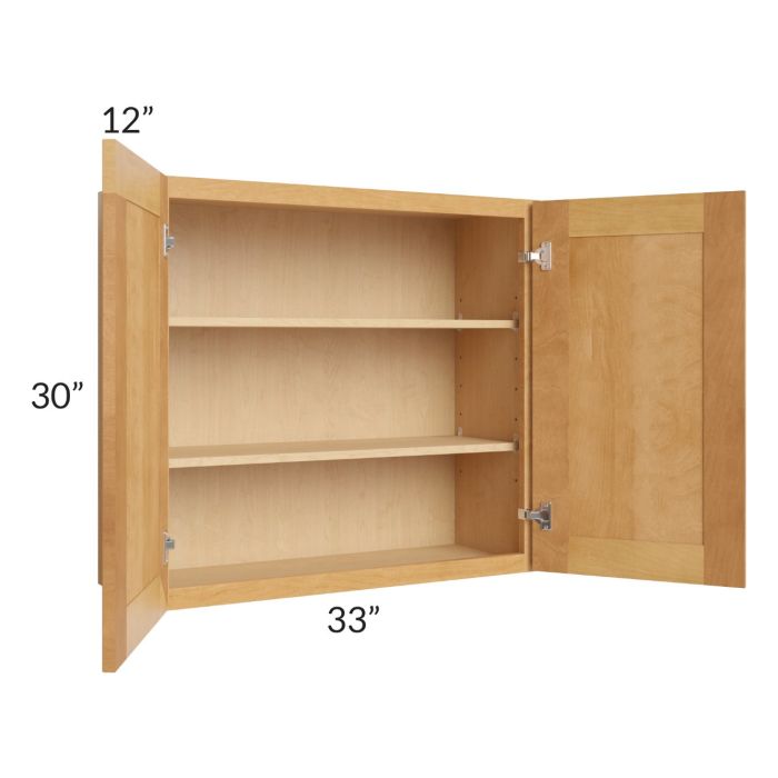 Madison Honey Shaker 33x30 Wall Cabinet