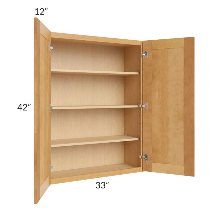 Madison Honey Shaker 33x42 Wall Cabinet