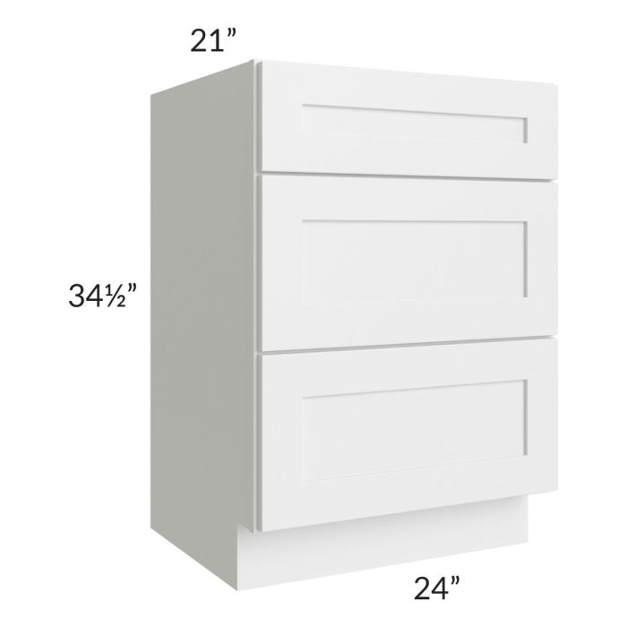Brighton White Shaker 24" Vanity 3-Drawer Base Cabinet