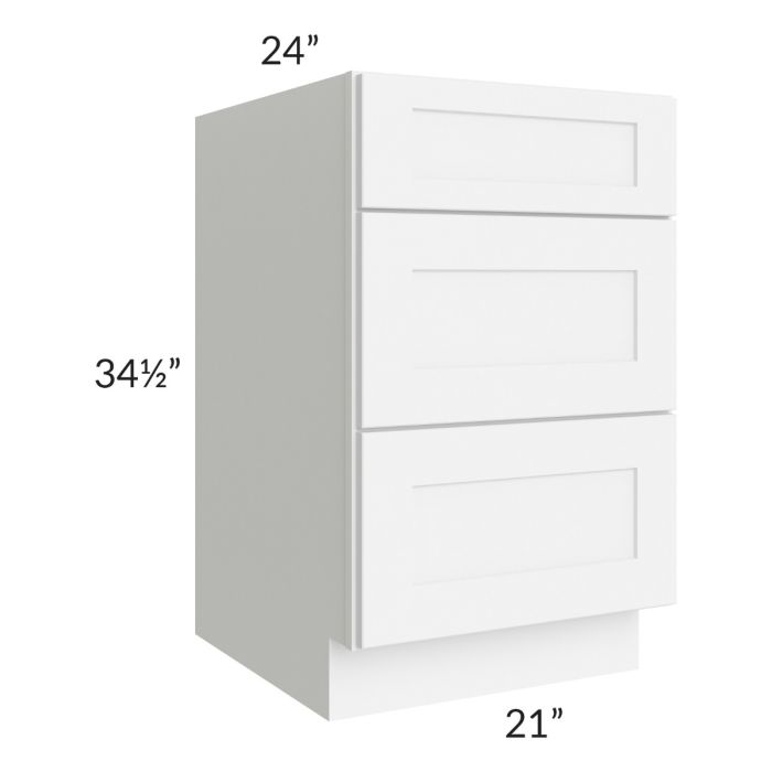 Royal White Shaker 21" 3-Drawer Base Cabinet