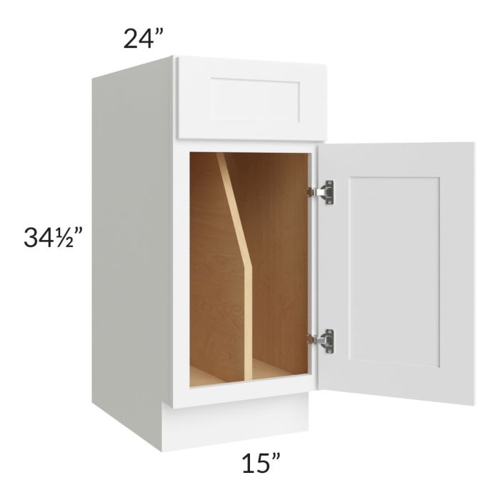 Brilliant White Shaker 15" Tray Divider Base Cabinet