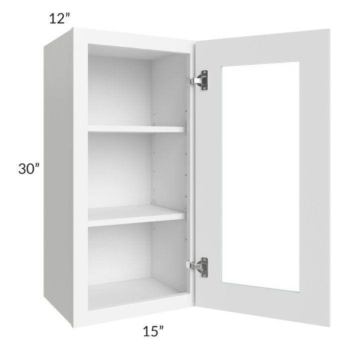 Royal White Shaker 15x30 Glass Door Wall Cabinet