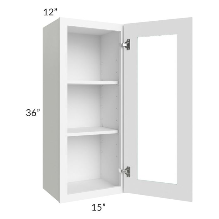 Royal White Shaker 15x36 Glass Door Wall Cabinet