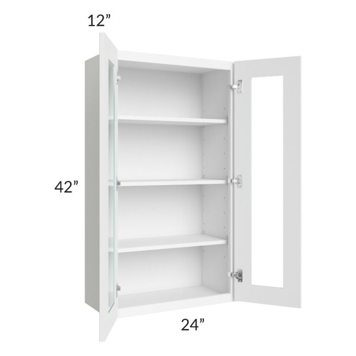 Royal White Shaker 24x42 Glass Door Wall Cabinet