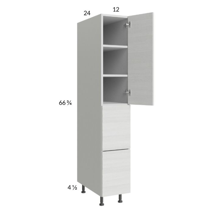 Euro White Grain 12x71-1/4 Utility Cabinet with 1 Door and 2 Drawers