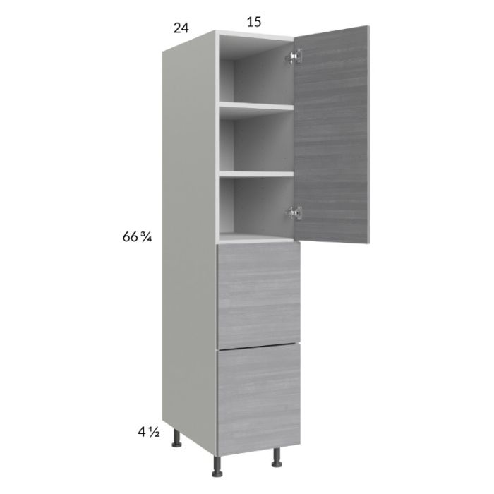 Euro Grey 15x71-1/4 Utility Cabinet with 1 Door and 2 Drawers