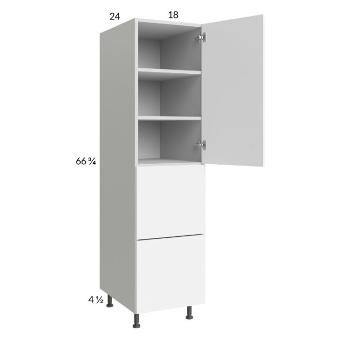Euro Gloss White 18x71-1/4 Utility Cabinet with 1 Door and 2 Drawers