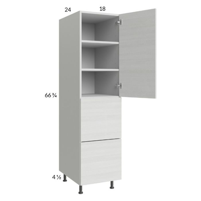 Euro White Grain 18x71-1/4 Utility Cabinet with 1 Door and 2 Drawers