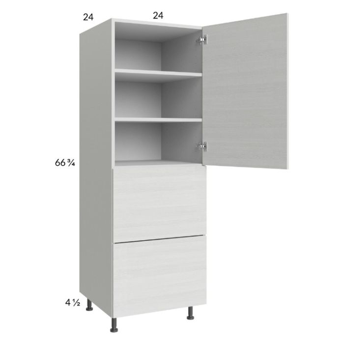 Euro White Grain 24x71-1/4 Utility Cabinet with 1 Door and 2 Drawers