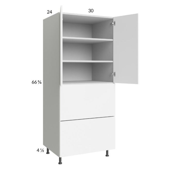 Euro Gloss White 30x71-1/4 Utility Cabinet with 2 Doors and 2 Drawers