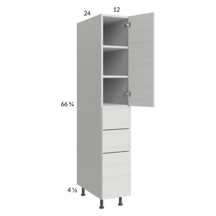Euro White Grain 12x71-1/4 Utility Cabinet with 1 Door and 3 Drawers
