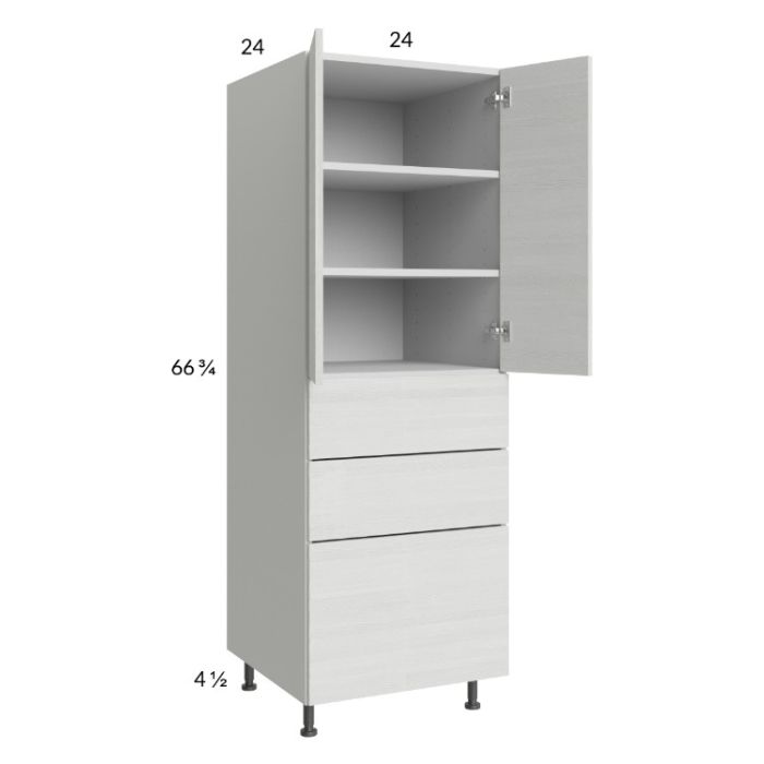 Euro White Grain 24x71-1/4 Utility Cabinet with 2 Doors and 3 Drawers