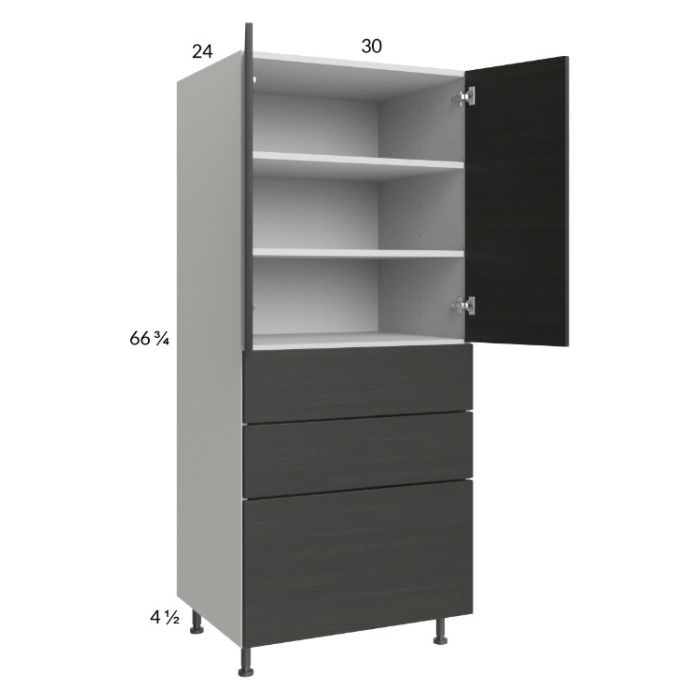 Euro Cafe 30x71-1/4 Utility Cabinet with 2 Doors and 3 Drawers