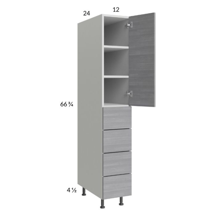 Euro Grey 12x71-1/4 Utility Cabinet with 1 Door and 4 Drawers