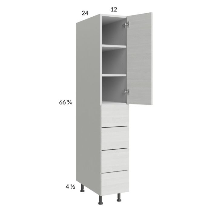 Euro White Grain 12x71-1/4 Utility Cabinet with 1 Door and 4 Drawers