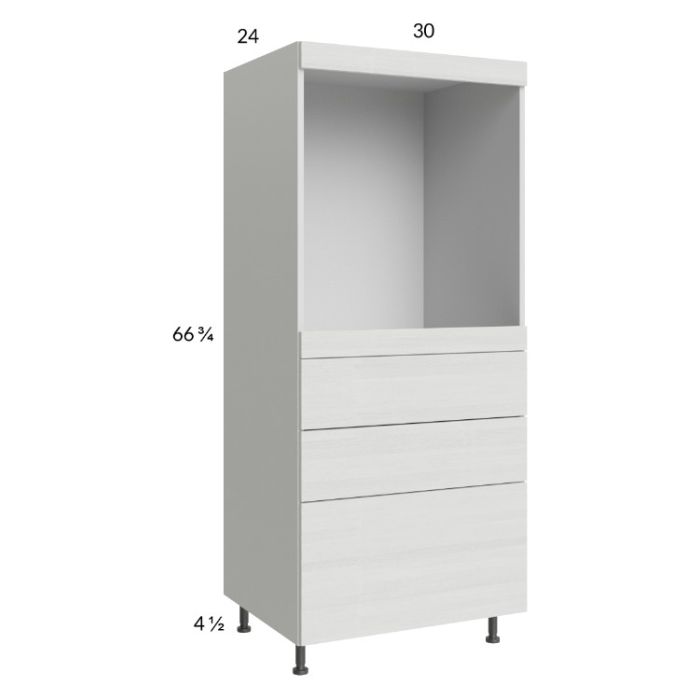 Euro White Grain 30x71-1/4 Single Oven Cabinet with 3 Drawers