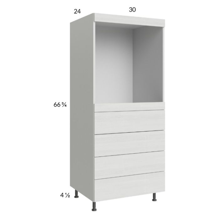 Euro White Grain 30x71-1/4 Single Oven Cabinet with 4 Drawers