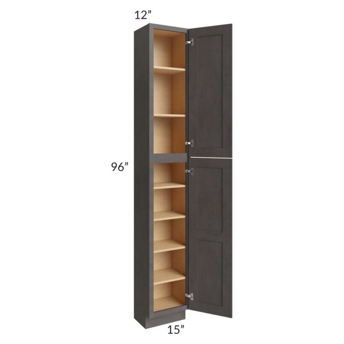 Midtown Dark Grey Shaker 15x12x96 Pantry Cabinet 