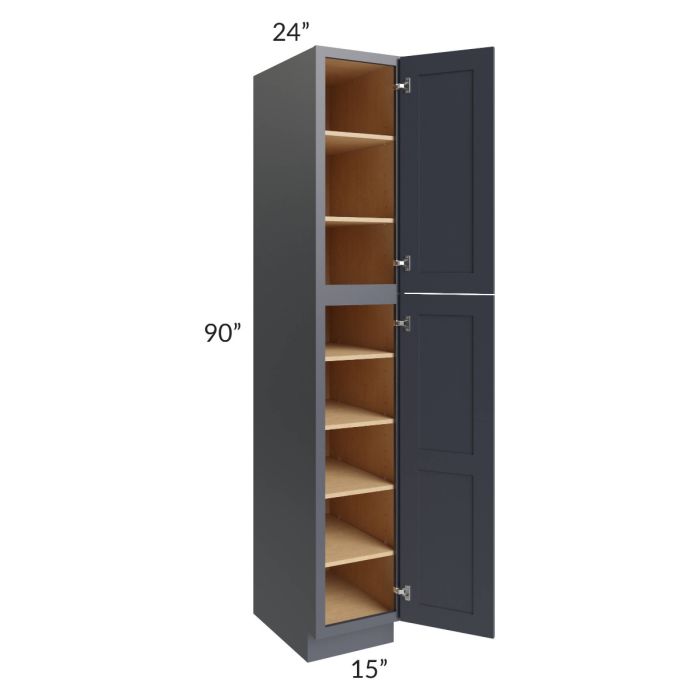 Midtown Indigo Shaker 15x24x90 Pantry Cabinet