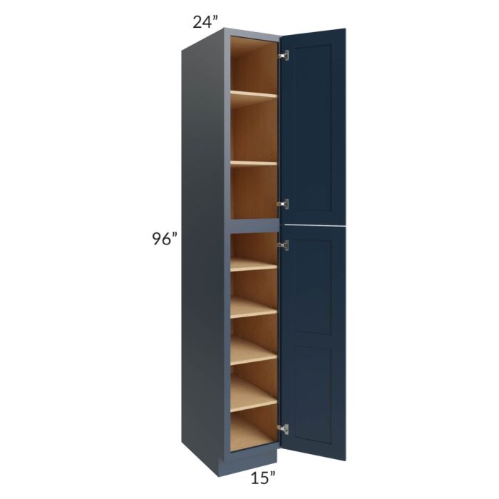 Midtown Blue Shaker 15x24x96 Pantry Cabinet