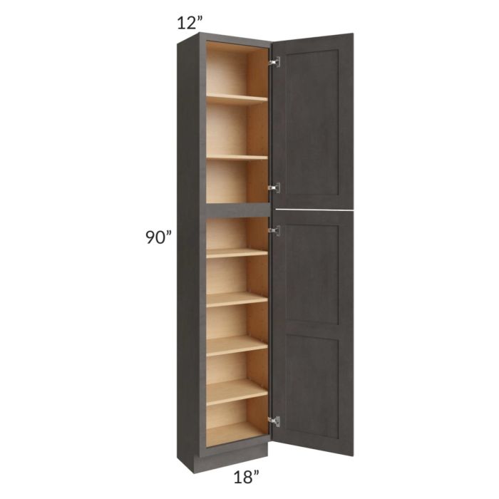 Midtown Dark Grey Shaker 18x12x90 Pantry Cabinet 