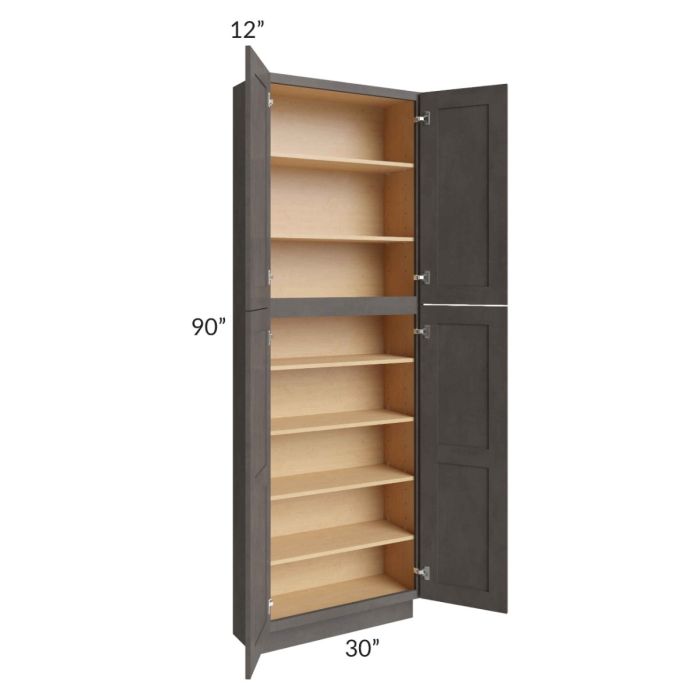 Midtown Dark Grey Shaker 30x12x90 Pantry Cabinet 