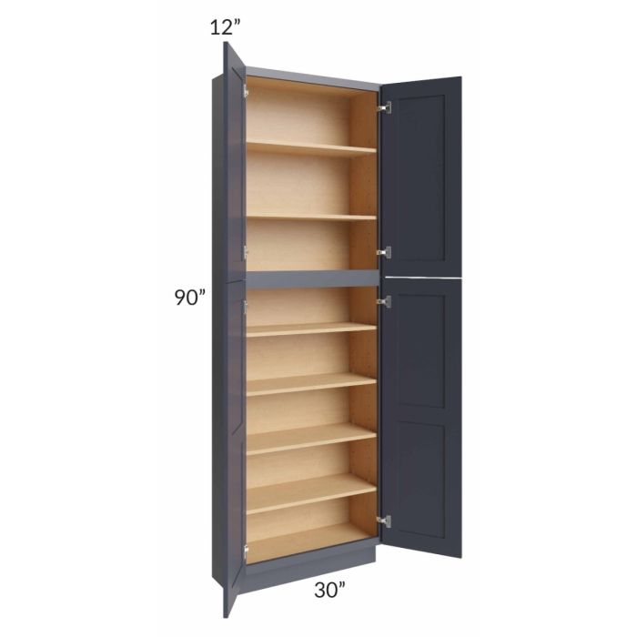 Midtown Indigo Shaker 30x12x90 Pantry Cabinet 