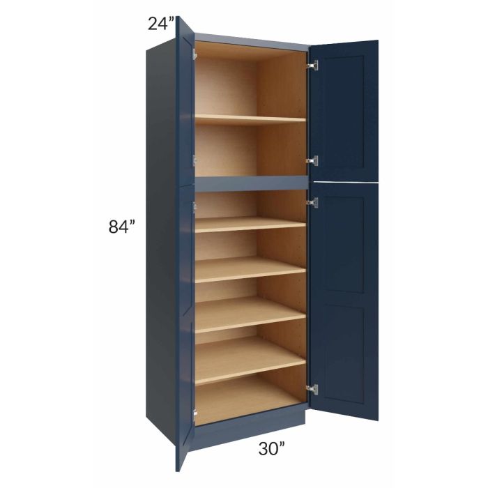 Midtown Blue Shaker 30x24x84 Pantry Cabinet