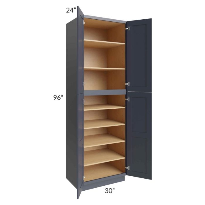 Midtown Indigo Shaker 30x24x96 Pantry Cabinet