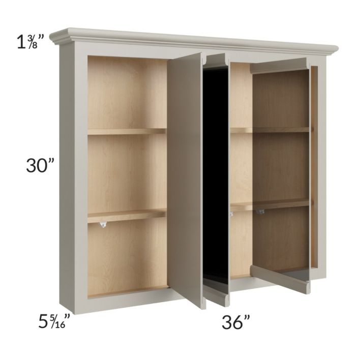 Stratton Light Grey Shaker 36x30 Storage Mirror