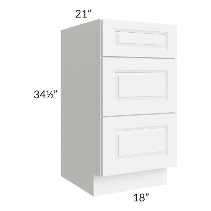 Lakewood White 18" 3-Drawer Vanity Base Cabinet