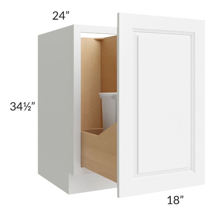 Lakewood White 18" Full Height Door Base Cabinet with Double Trashcan Pullout