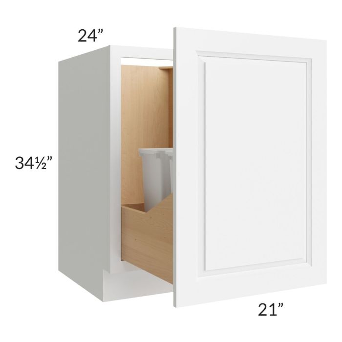 Lakewood White 21" Full Height Door Base Cabinet with Double Trashcan Pullout
